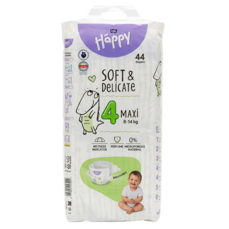 BELLA Happy soft&delicate 4 maxi detské plienky 8-14 kg 1 x 44 ks