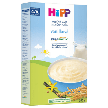 HiPP Mliečna prvá kaša praebiotik vanilková pre dojčatá od ukonč. 4/6. mesiaca 250 g