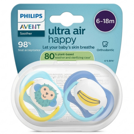PHILIPS AVENT Cumlík ultra air happy 6-18m pre chlapca na utišovanie SCF080/26 1 x 2 ks