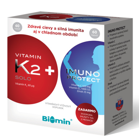 BIOMIN Vitamín K2 solo + imuno protect 60 ks zadarmo 1 x 1 set
