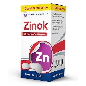 E-shop DOBRÉ ZO SLOVENSKA Zinok 15 mg 30 + 10 tabliet ZADARMO