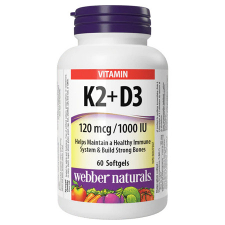 WEBBER NATURALS Vitamín K2 120 mcg + D3 1000 IU 60 kapsúl