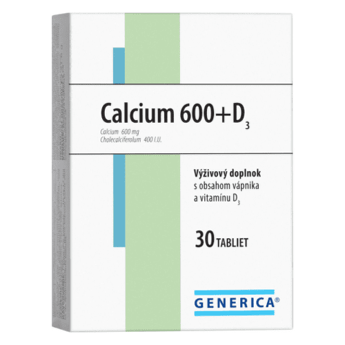 E-shop GENERICA Calcium 600 + vitamín D3 30 tabliet