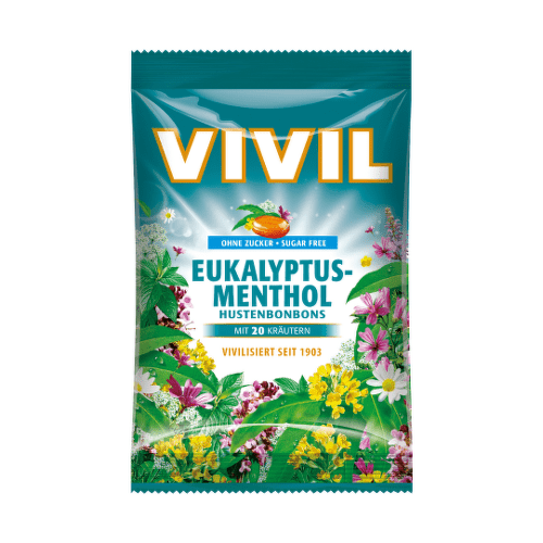 VIVIL Cukríky husten eukalyptus + mentol + 20 bylín 60 g