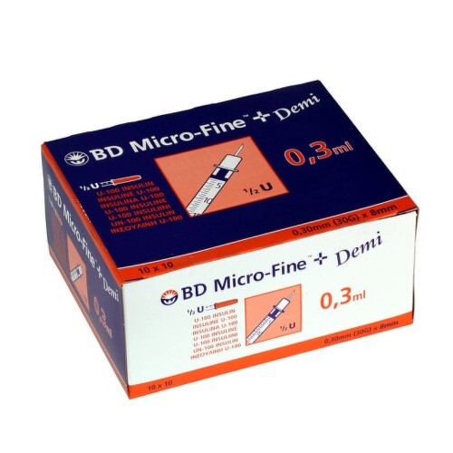 E-shop BD Micro fine+ demi inzulínová striekačka U-100 0,3ml/ 10 x 10kusov