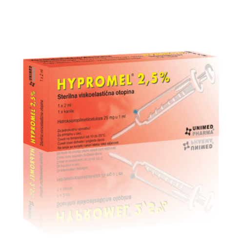 E-shop HYPROMEL 2,5% roztok viskoelastický očný sterilný injekčná striekačka 2 ml