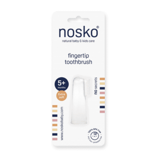 E-shop NOSKO Fingertip toothbrush zubná kefka na prst silikónová extra mäkká od 5+ mesiacov 1 ks