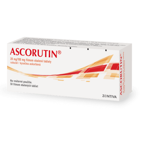 ASCORUTIN ASCORUTIN 20mg/100mg filmom obalené tablety na liečbu zvýšenej lámavosti a priepustnosti krvných vlásočníc 50 tbl kúpite na Benulekaren.sk