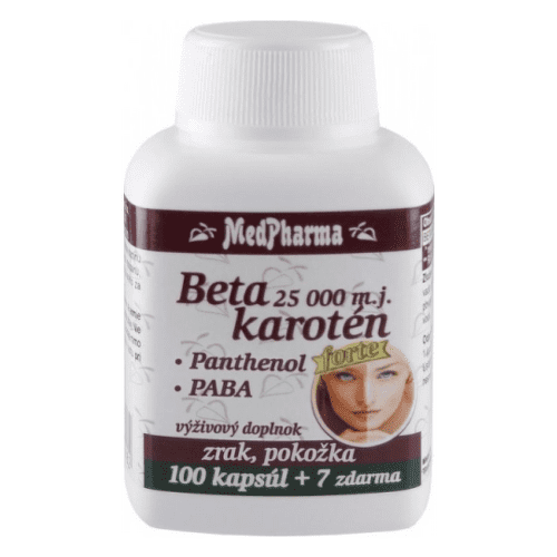 MedPharma Beta karoten 25 000 m.j. +Panthenol+PABA tobolky na udržovanie normálneho stavu vlasov, pokožky a slizníc 107 cps kúpite na Benulekaren.sk