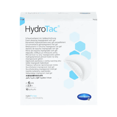 HYDROTAC Krytie na rany penové hydropolymérové impregnované gélom 6 cm 10 ks