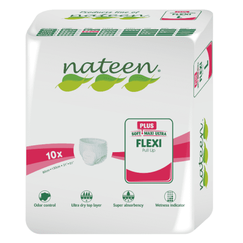 Nateen FLEXI PLUS M nohavičky plienkové, obvod bokov 90-130cm, savosť 2150ml, 10ks kúpite na Benulekaren.sk