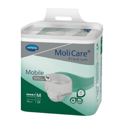 MoliCare Premium Mobile 5 kvapiek M zelené, plienkové nohavičky naťahovacie, 14ks kúpite na Benulekaren.sk