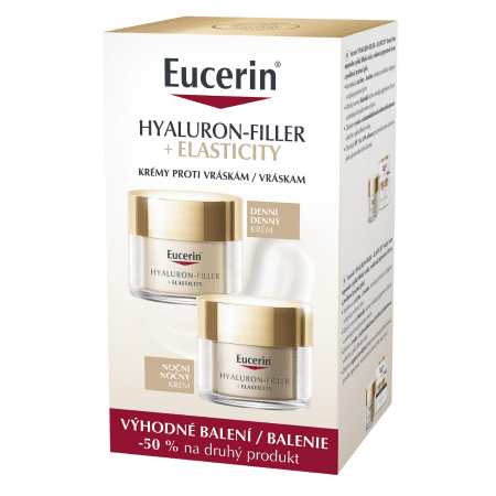 Eucerin HYALURON-FILLER+ELASTICITY DUO proti vráskam, denný krém 50 ml + nočný krém 50 ml kúpite na Benulekaren.sk