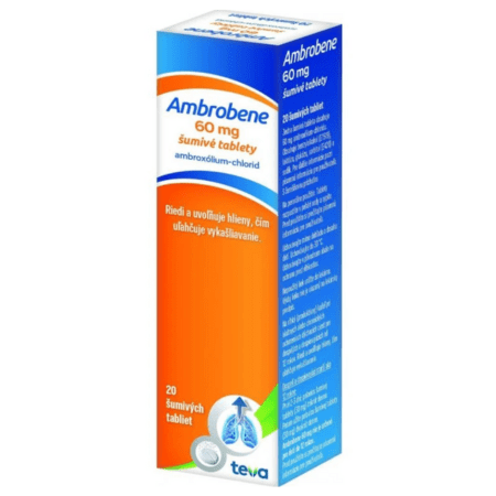 Ambrobene Ambrobene 60 mg šumivé tablety na uľahčenie vykašliavania hlienu z dýchacích ciest a zmiernenie kašľa 20 tbl