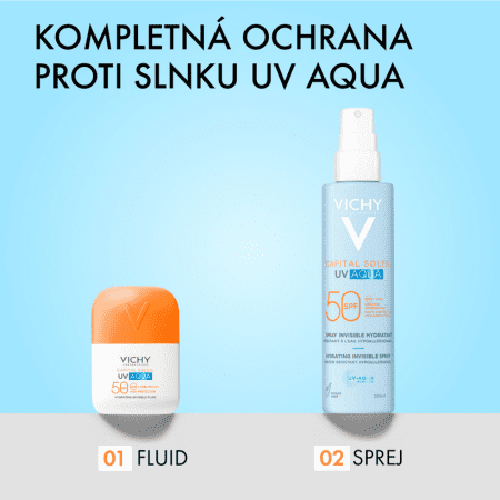 VICHY Capital soleil UV aqua ochranný a hydratačný sprej na tvár a telo s SPF50+ 200 ml