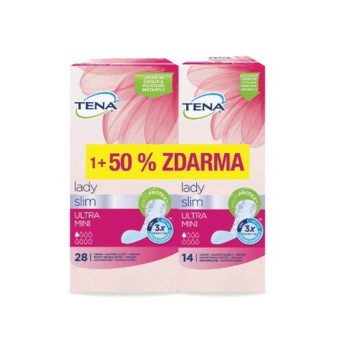 TENA Lady slim ultra mini slipové vložky 28 kusov, 14 kusov ZADARMO kúpite na Benulekaren.sk
