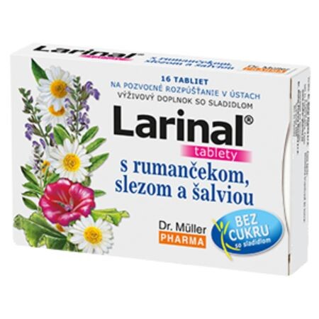 Dr. Müller LARINAL s rumančekom, slezom a šalviou bez cukru, so sladidlom 16 tbl