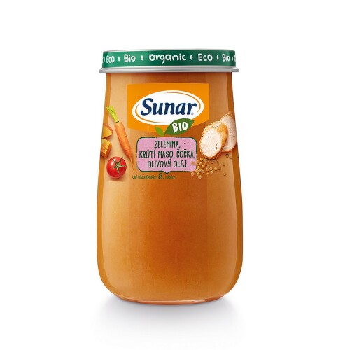 E-shop SUNAR Bio príkrm zelenina morčacie mäso šošovica olivový olej 8m+ 190 g