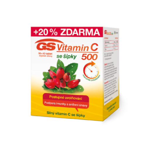 E-shop GS vitamín C 500 so šípkami 50 + 10 tabliet ZADARMO