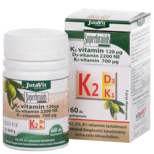 E-shop JUTAVIT Vitamín K2 120 µg, D3 2000 IU, K1 700 µg mäkké kapsuly 60 kapsúl