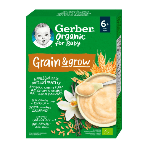 GERBER Organic nemliečna kaša pšenično-ovsená BIO príchuť sušienky od ukonč. 6.mesiaca 200 g