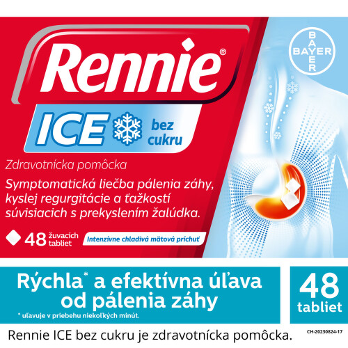 RENNIE ICE Bez cukru 48 žuvacích tabliet