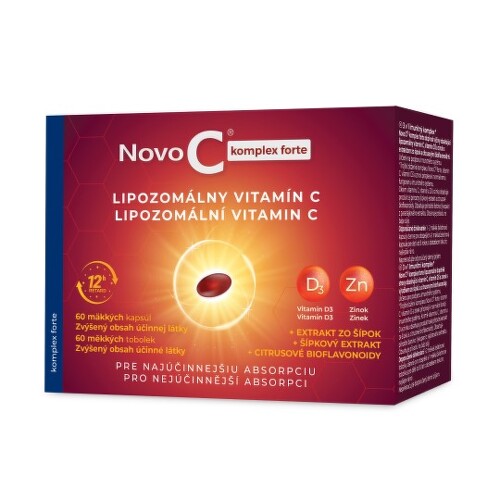 NOVO C Komplex forte lipozomálny vitamín C s vitamínom D3, zinkom, extraktom zo šípok a citrusovými 60 kapsúl