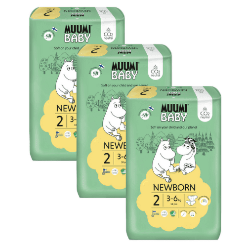 MUUMI BABY 2 Mini 3–6 kg mesačné balenie eko plienok 174 ks kúpite na Benulekaren.sk