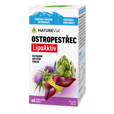 NatureVia Pestrec LipoAktiv kapsuly na podporu funkcie pečene 60 cps