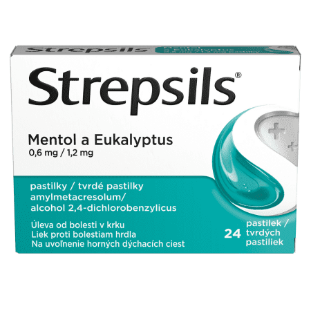 Strepsils Mentol a Eukalyptus 0,6mg/1,2mg pastilky pri zápale v krku a ústnej dutine 24 ks kúpite na Benulekaren.sk