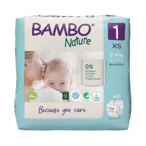 BAMBO 1 (2-4 kg) detské plienky priedušné 22 ks kúpite na Benulekaren.sk