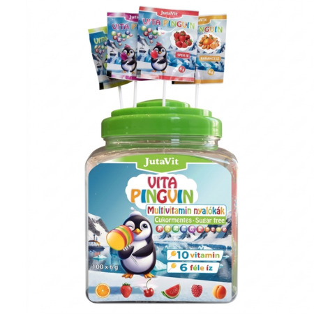 JUTAVIT Vita pingvin multivitamin lízanky bez cukru so sladidlami 100 ks