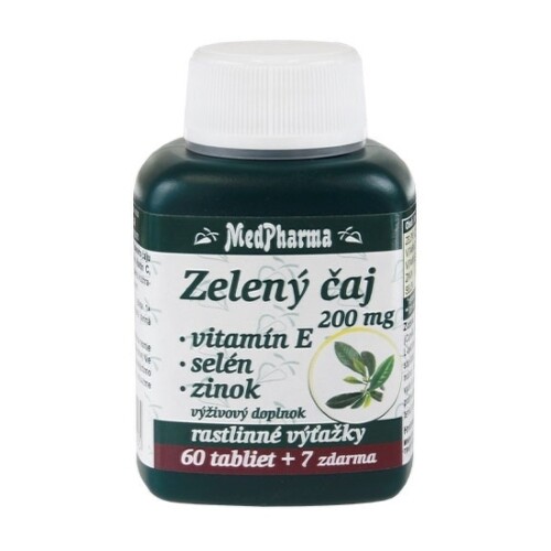E-shop MEDPHARMA Zelený čaj 200 mg + vitamín E + Se + Zn 60 + 7 tabliet ZADARMO