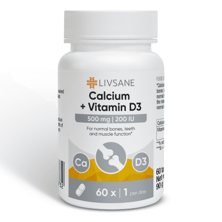 LIVSANE LIVSANE Calcium + vitamin D3 500 mg 200 IU 60 tabliet