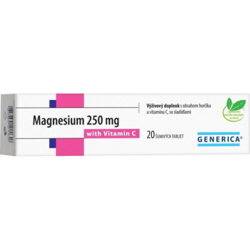 E-shop GENERICA Magnesium 250 mg + vitamín C 20 šumivých tabliet