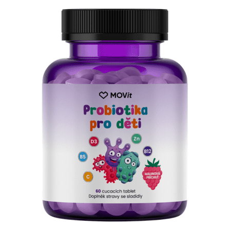 MOVit MOVit Probiotika pre deti príchuť malina 60 tabliet