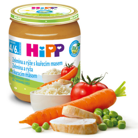 HiPP Príkrm BIO zeleninová ryža a kuracie mäso od ukonč. 4. mesiaca 125 g