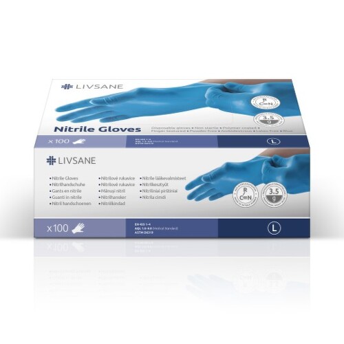 E-shop LIVSANE Nitrilové rukavice veľkosť L modré 100 kusov