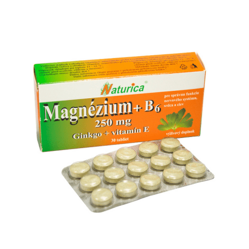 E-shop NATURICA Magnezium 250 mg + B6 + Ginkgo + vitamín E 30 tabliet