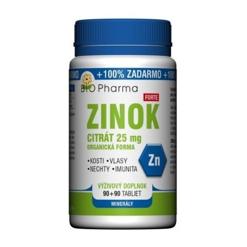 E-shop BIO PHARMA Zinok forte 25 mg 90 + 90 tabliet ZADARMO