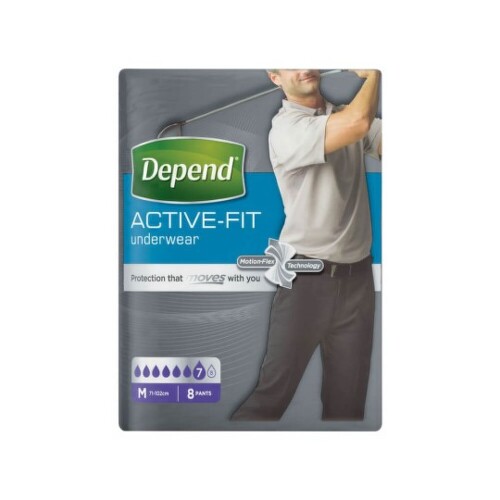 DEPEND Active-fit M pre mužov inkontinenčné nohavičky 8 kusov