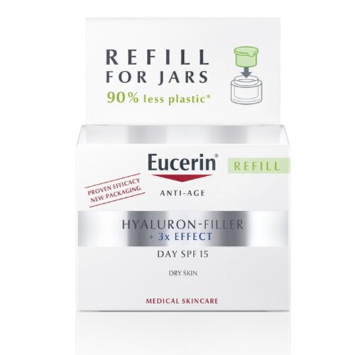 EUCERIN Hyaluron-filler + 3 x effect denný krém refill suchá pleť anti-age spf15 náhradná náplň 50 ml