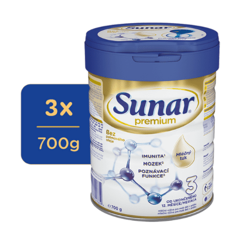 SUNAR Premium 3 mliečna výživa 700 g - balenie 3 ks