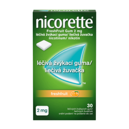 Nicorette Freshfruit Gum 2 mg liečivá žuvacia guma pri odvykaní od fajčenia 30 ks kúpite na Benulekaren.sk