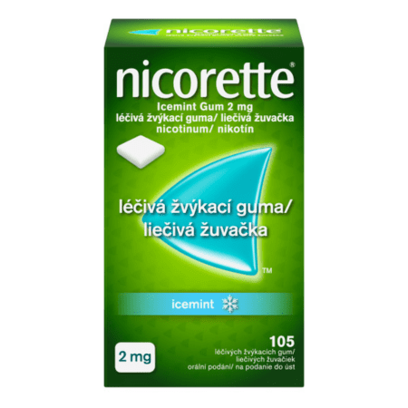 Nicorette Icemint Gum 2 mg liečivá žuvacia guma pri odvykaní od fajčenia 105 ks kúpite na Benulekaren.sk
