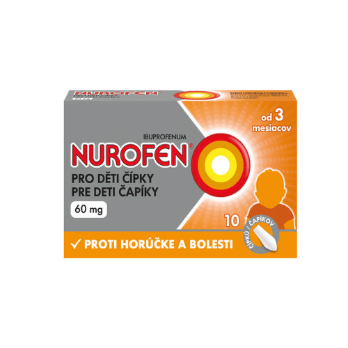 Nurofen Nurofen pre deti 60 mg čapíky na zníženie horúčky a tlmenie bolesti 10 ks kúpite na Benulekaren.sk