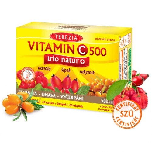 TEREZIA Vitamín C 500 trio natur+ 60 kapsúl