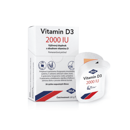 IBSA Vitamin D3 2000 IU s pomarančovou príchuťou, 30 ks