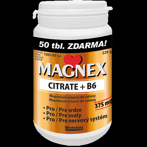 VITABALANS Magnex 375mg +B6 tablety na podporu zníženia únavy a vyčerpania, pre normálny stav zubov, kostí a svalov 150 tbl kúpite na Benulekaren.sk