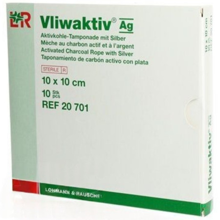 Vliwaktiv VLIWAKTIV Ag tamponády s aktívnym uhlím a ag, 10 x 10 cm 10 ks